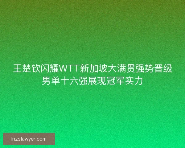 王楚钦闪耀WTT新加坡大满贯强势晋级男单十六强展现冠军实力